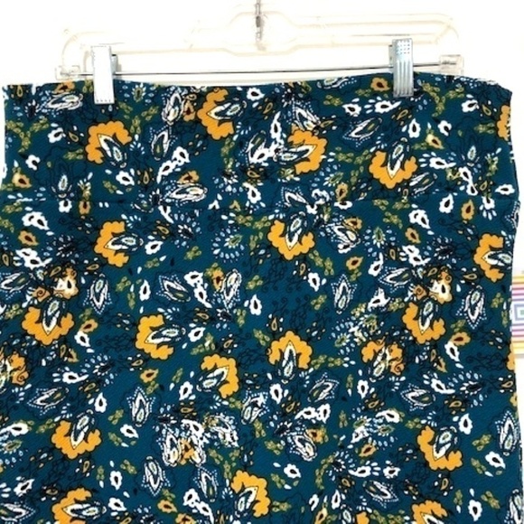 lularoe Cassie Blue & Yellow Floral Pencil Skirt - Picture 3 of 4